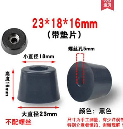 8pcs Anti Slip Furniture Legs Feet Black Speaker Cabinet Bed Table Box Conical Rubber Shock Pad Floor Protector Furniture Parts