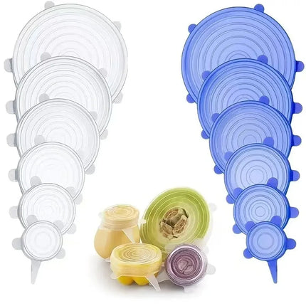 6PCS Silicone Stretch Lids Multifunctional Retractable Fresh-keeping Food Bowl Covers Reusable Saving Covers for Kitchen