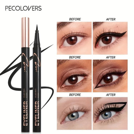 Long Lasting Black Brown Eye Liner Natural Waterproof Liquid Eyeliner Pen Quick-Drying Smooth Smudge-Proof Eyes Makeup