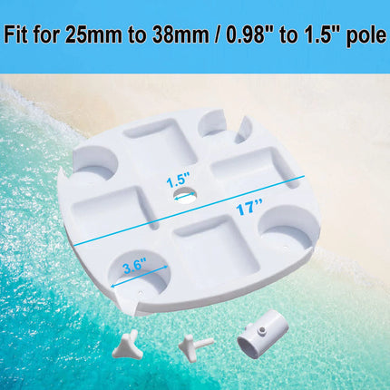 CYBeach Umbrella Umbrella Tray, with 4 Cup Holders and 4 Snack Grids, Suitable for Beaches, Terraces, Gardens and Swimming Pools
