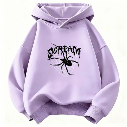 Vintage Spider Desig Hoodie Kids Children's Sweatshirt Cute Hip Hop Hoody for Boys Girls Autumn Winter Casual Hoodies