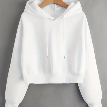 Street Style Solid Color Autumn Winter Cropped Sweatshirt Crop Top Hoodie Y2k Sweatshirts Fashion Casual Style Clothes