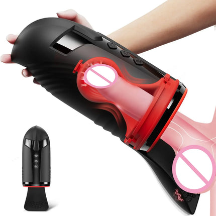 Male Masturbator Penis Training Vibrator Glans Massage Testicle Stimulator Delay Stamina Trainer Blowjob Machine Sex Toy for Men
