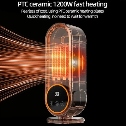 1200W Portable Mini Heater PTC Fast Heating Desktop Fan 2 Settings Timer Remote For Indoor Space Use