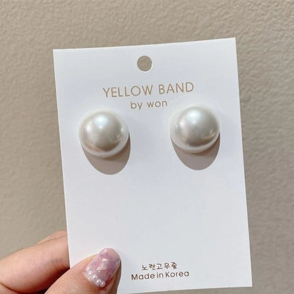 Trend 2.0CM Big Imitation Pearl Round Stud Earrings Minimalist Statement Brincos for Women Geometric Party Wedding Girl Gifts