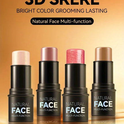 Cream Contour Sticks,Shades with Highlighter & Bronzer & Blush, Non-greasy and Water-resistant Face Contouring Pen