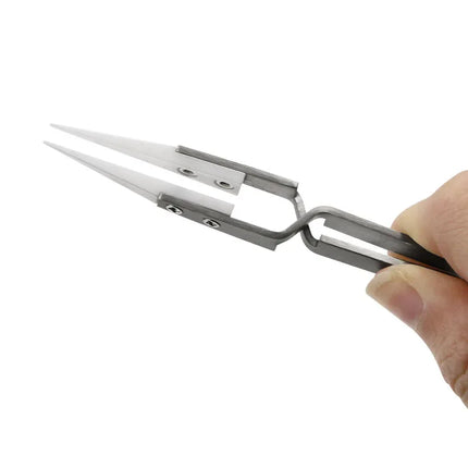 Ceramic Tipped Stainless Steel Tweezers Tips Heat Pointed Resistant Tweezer Electronic Soldering Tweezers Fine Pointed Tip
