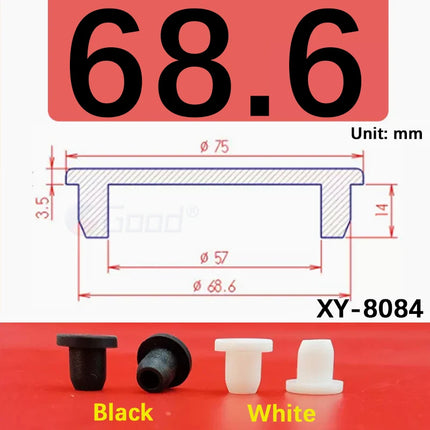 Black T-shaped silicone plug rubber hole cover dust-proof sealing, shock-absorbing foot pad  A-6.8mm~68.6mm