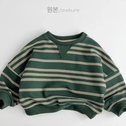 Autumn New Children Casual Striped Sweatshirt Baby Long Sleeve O-neck Tops Boys Girls Loose Sweatshirt Kids Pullover Clothes