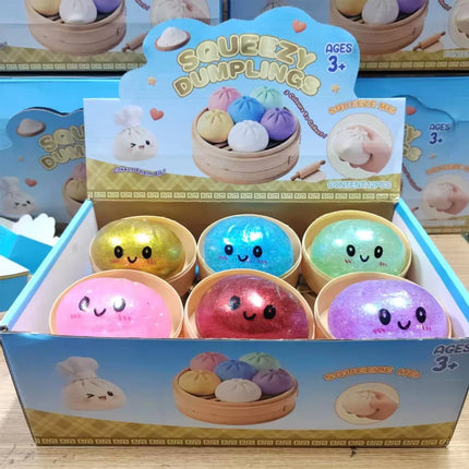 Glitter Dumpling Squishies with Box - Sensory Dumpling Pressure Toy for Stress Relief Fun Squishy Toys for Adults And Kids