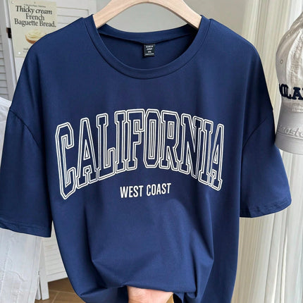 Plus Size California Design Pattern Printed T-shirts Summer Fashion High Quality Short Sleeve Casual Sport O-Neck Pullover Top
