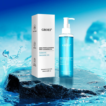 GROEI Cleansing Oil, Gentle Deep Cleansing, 3-in-1 for Eyes/Lips/Face, Skin-Nourishing Non-Comedogenic