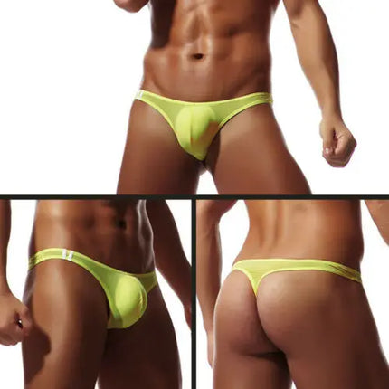 Men Thong Underwear Breathable Jockstrap T Back String Pouch Low Rise Fitness Bikini Sexy Transparent Male Lingerie Tanga Hombre