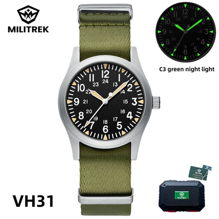 MILITREK 2025 New Men Quartz Watch VH31 37mm Military Waterproof 100M Sapphire Glass Luminous Stainless Steel Reloj Hombre