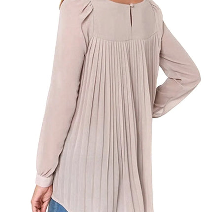 Women Sexy Casual Loose Chiffon Blouse Long Sleeve Solid Crimp Shirts