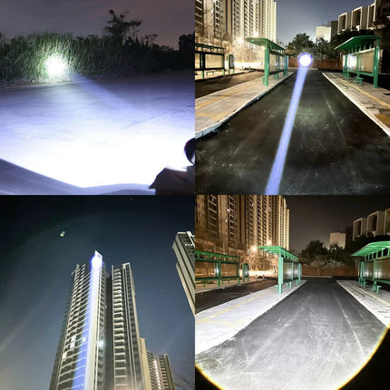 High Power Led flashlight Strong Light Rechargeable Torch Portable Handheld Flashlight Long Range 5km COB Light Camping Hiking