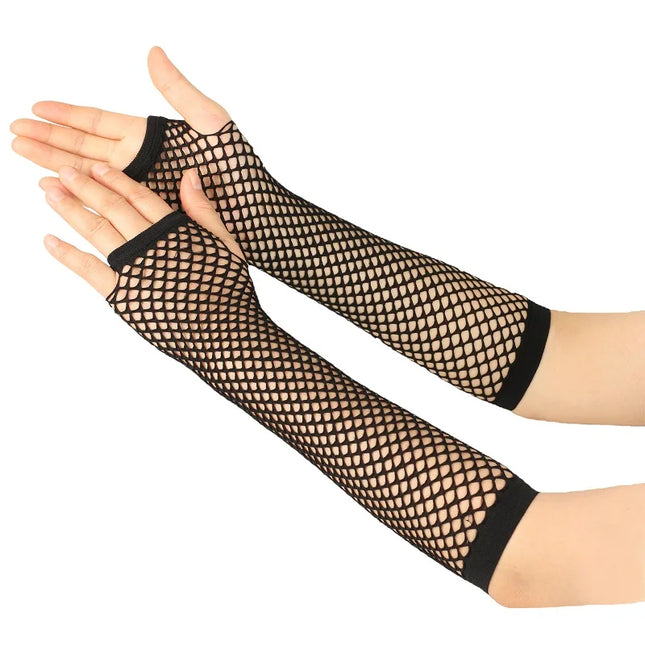 New Mesh Gloves Neon Fishnet Gloves Mittens Black Red Sheer Wear Fancy Dress for Women Sexy Girls Punk Goth Dance Glove