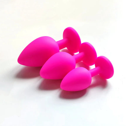 Unisex Silicone Butt Plug 3 Sizes Anal Dildo Sex Stopper Adult Toy for Men/Women Couple Anal Trainer No Vibrator