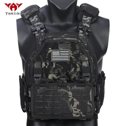 YAKEDA MOLLE Tactical Vest - 1000D Waterproof Training Vest with American Flag / YAKEDA MOLLE Tactical Vest - Waterproof Training Vest