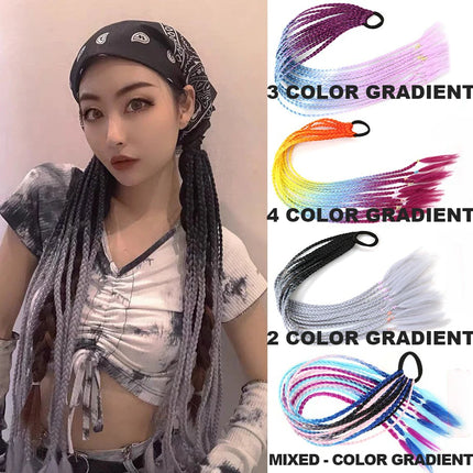 Wholesale European And American Dirty Braids Ponytail For Women Colorful Chemical Fiber Ethnic Style Rubber Band Small Braids