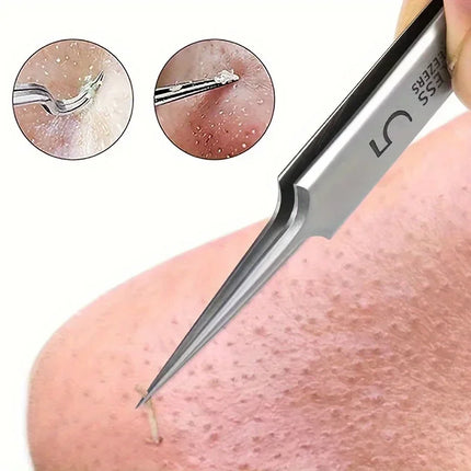 New 1/3 Pack Extra Fine No. 5 Cellular Acne Blackhead Tweezers - Facial Beauty Remove Acne Needle Tools for Skin Care Tools