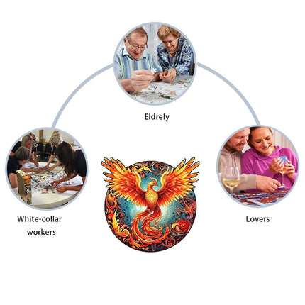 Wooden puzzle Phoenix Red delicate gratitude Gift box Irregular shape animal puzzle gift Family interactive adult stress relief