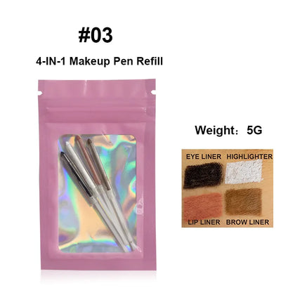 4 in 1 Long-lasting Vegan Makeup Pen Face Eye Makeup Beauty Pencil Eyebrow Eyeliner Lip Liner Highlighter Pen