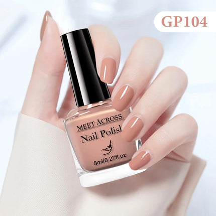 MEET ACROSS 8ml Glass Bottle Water-Based Peel Off Nail Polish Spring Summer Colorful Glitter Nail Art Varnish No Need Lamp