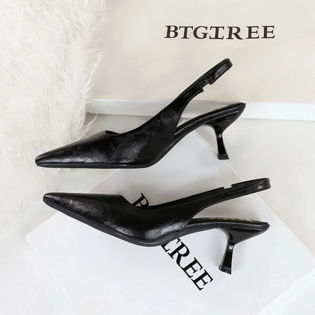 Banquet High Heels For Women Simple Slim Heels With Empty Pointed Toe Shoes With Tripping Temperament Fashionable Women's Shoes