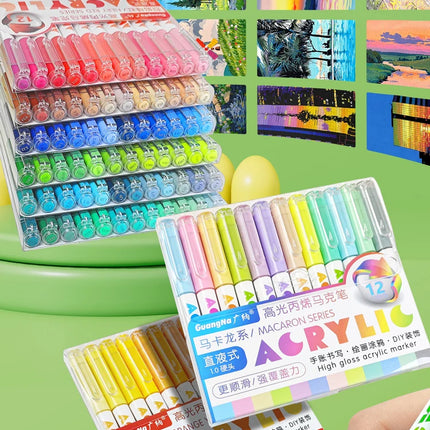 Guangna 168/72 Colors High Gloss Acrylic Marker Pen Set,Hard Headed Drawing Pens,Professional-Grade Paint Pen for DIY Graffiti