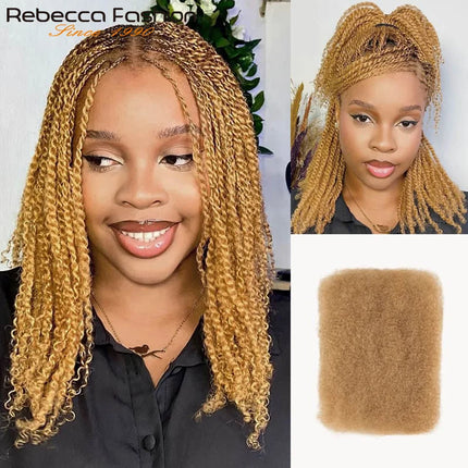 Afro Kinky Bulk Human Hair For Braiding QVR Remy Bulk Hair No Attachment, Soft & Lightweight, Perfect for Boho Box Braids Twists