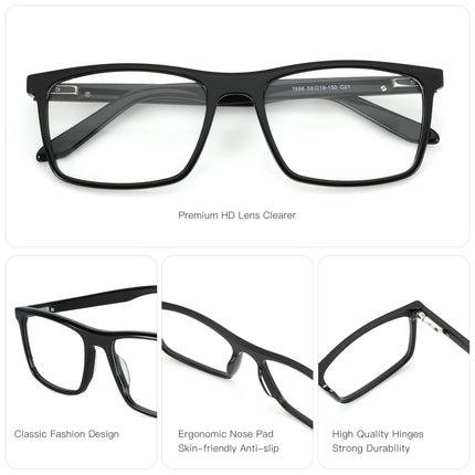 ZENOTTIC (XL Size)Fashion Square Prescription Glasses Anti Blue Light/Photochromic Hyperopia/Progressive Eyeglasses for Men