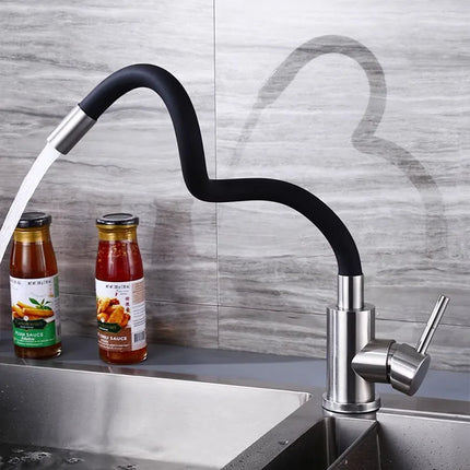 Universal Swivel Black Hose Kitchen Faucet Kitchen Sink Faucet Sink Tap Mounted Deck Bathroom Hot And Cold Water Mixer Crane