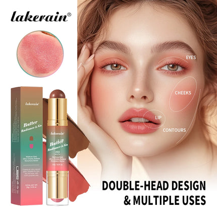Lakerain Butter Makeup Stick Nature Bronze Colored Matte Effect Moisturizing Smooth Dual-head Design Multi-purpose Makeup Stick