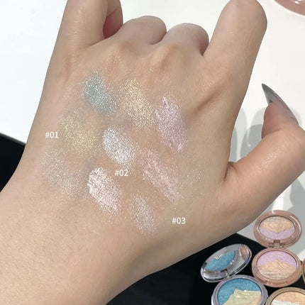 High-Gloss Palette, Starry Glow Series, Delicate Pearl Shimmer, Long-Lasting and Non-Cakey, High Color Payoff, Easy to Apply, Facial Contour Brightening and Contouring, Natural Three-Dimensional Makeup