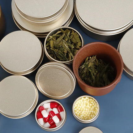 10/20/50/100pcs 10g 15g Aluminum Jar 30g 50g Matte Golden Aluminum Cans Cream Lip Blam Case Storage Pot Cosmetic 150g MC2312081