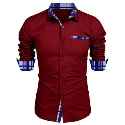 Men's casual long-sleeved shirt business travel Men design simple, fashionable solid color shirt, large size XS-6XL fast deliver