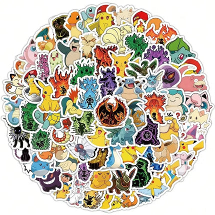 100PCS Cute Pokémon Anime Stickers Decoration DIY Phone Notebook Suitcase Laptop Fridge Graffiti Cartoon Sticker