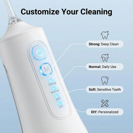 Dr.Yadent Intelligent Water Flosser DIY 4 Modes 6 Nozzles Waterproof IPX7 Oral Irrigator 350ML Water Tank Deep Cleaning Type C