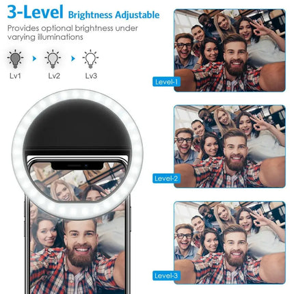 LED Selfie Ring Light with Phone USB Charge Compatible with iPhone Samsung Xiaomi Huawei Poco Mobile Lens Selfie Lamp for  Photo