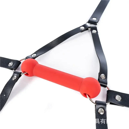 Leather Harness Strap Adult Game Erotic Bdsm Sex Toys for Couples Black Face Mask Gag Open Mouth Bondage Belt