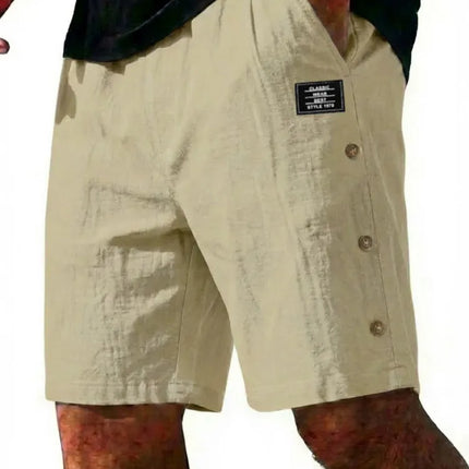 Men's Cotton Linen Shorts Pants Male Summer Breathable Solid Color Trousers Beach Shorts Fitness Streetwear Holiday Men's Pants