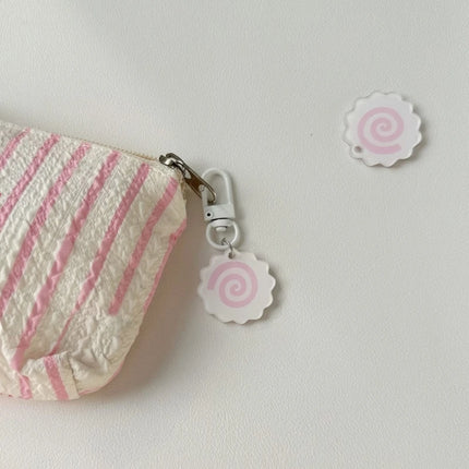 Handmade Acrylic Pink Squid Roll Charm Keychains Lovely Ornament Keyring Backpack Handbag Charm Pendant Keys Holder