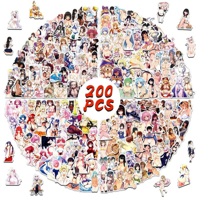 500PCS Not Repeated Anime Sexy Girl Bikini Stickers Waterproof Kawaii Decals for Laptop DIY Otaku Gift