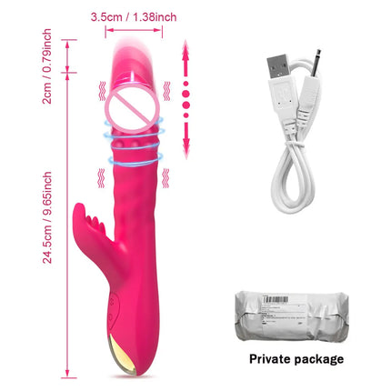 Rabbit Vibrator For Women Powerful G Spot Telescopic Rotating Clitoris Vagina Stimulator Female Masturbator For Adult Sexy Toys