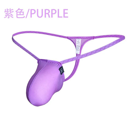 Low Rise Mini G-string Men Sexy Underwear Ice Silk Micro Bikini Trunks Bulge Pouch T-back Thongs Erotic Panties Soft Underpant