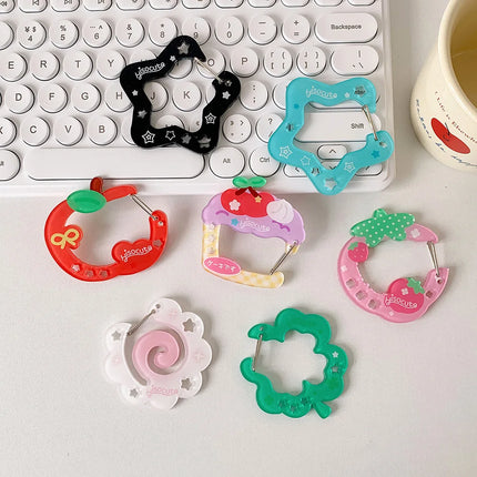Ins Style Cute Acrylic Cartoon Keychain Holder Korea Kawaii Fruit Cupcake Star Shaped Decor for Bag Pendant Hook Key Hanging