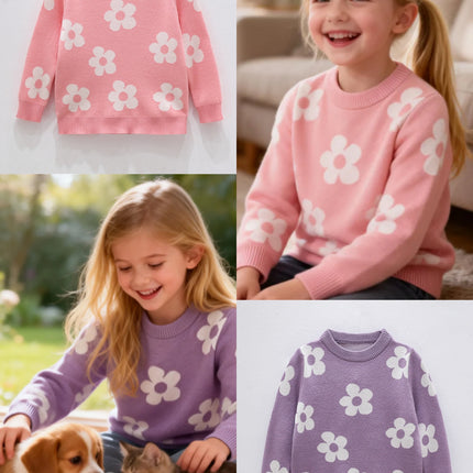 Spring and Autumn New Children's Clothing for Girls, Fashionable, Soft and Skin friendly, Warm Sweater for 1-10 Years Old