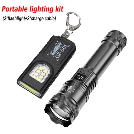Powerful Mini COB LED Keychain Flashlight USB C Rechargeable Hanging Work Light Waterproof Keyring Camping Walking Pocket Lamp