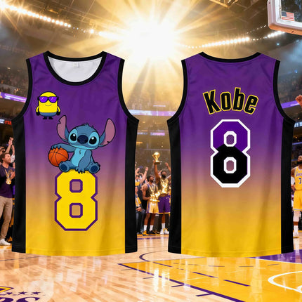 2026 New Girls Women's 3D Printed Stitch Boys Training Men's Sports Sleeveless Vest NO.8 KOBE Basketball Tank Tops T-shirt